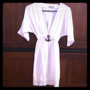 Deep V-Neck Tunic White, Size Small 100% Cotton